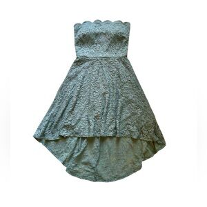 City Studio Muted Teal Glittery Lace High Low Dress